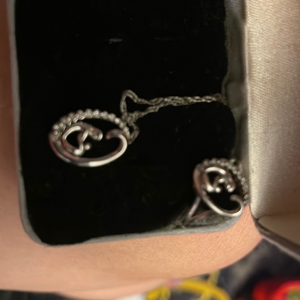 Helzberg diamonds sterling silver/diamond necklace and ring